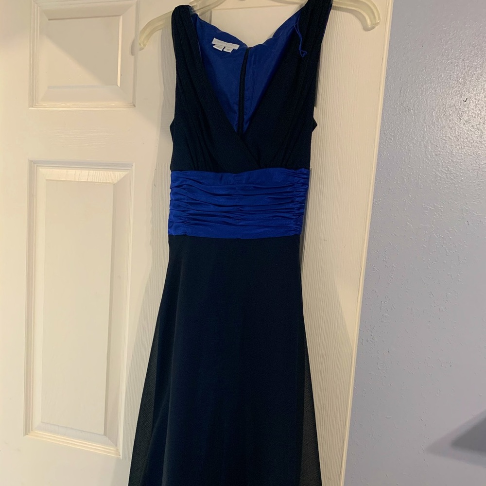 London times blue satin chiffon dress